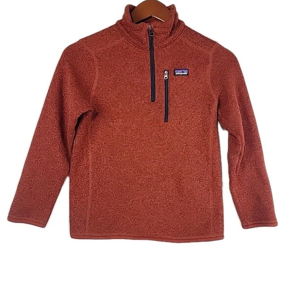 Patagonia Better Sweater Kids Youth Medium 10 Red Quarter Zip 1/4 Pullover - Picture 1 of 10